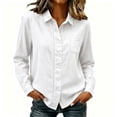thumbnail image 1 of Hurxie Button Down Shirts for Women Cotton Shirt Dress Shirt Long Sleeve Work Blouses Tops with Pocket White,XL, 1 of 6
