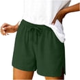 thumbnail image 1 of Hurxie Casual Linen Shorts for Women, Drawstring Elastic Waist Split Side Summer Line Comfy Lounge Short with Pocket Army Green,M, 1 of 6