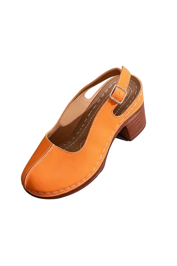 Closed-Toe Sandals for Women - Linings from Recycled Materials and Leather for Breathability- Lightweight Rubber Outsole for Long-Lasting Wear Orange 7