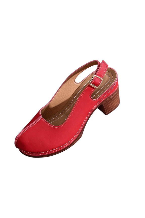 Closed-Toe Sandals for Women - Linings from Recycled Materials and Leather for Breathability- Lightweight Rubber Outsole for Long-Lasting Wear Red 5.5