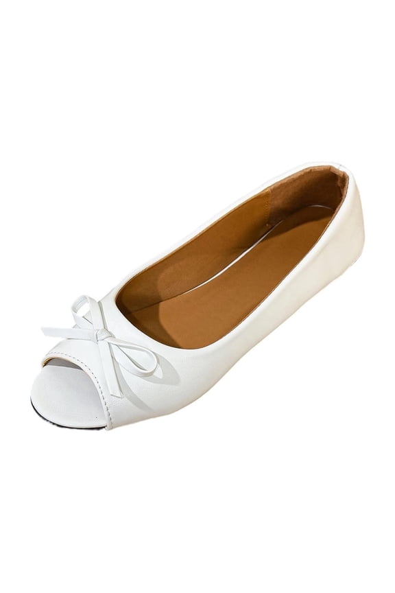 Cloud Ballet Flats for Women Shoes - Genuine Leather Insole and Lightweight Mary Jane Flats - Non-Slip and Comfortable Womens Shoes White 5.5