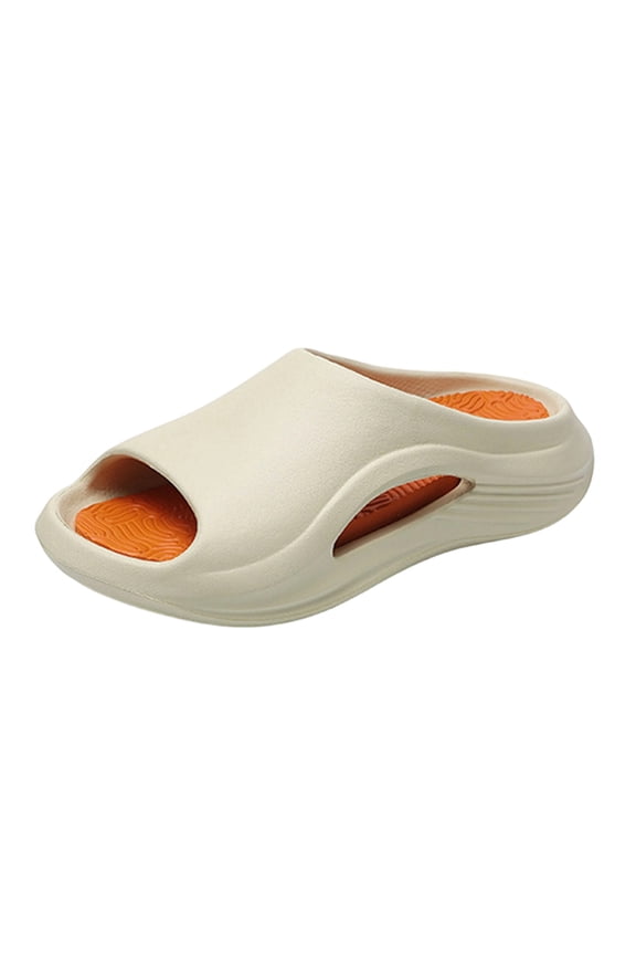 Cloud Slides for Women and Men, Platform Slides Slippers, Non-Slip Quick Drying Soft Lightweight Shower Shoes, Thick Sole Open Toe Slides Sandals for Indoor & Outdoor Khaki