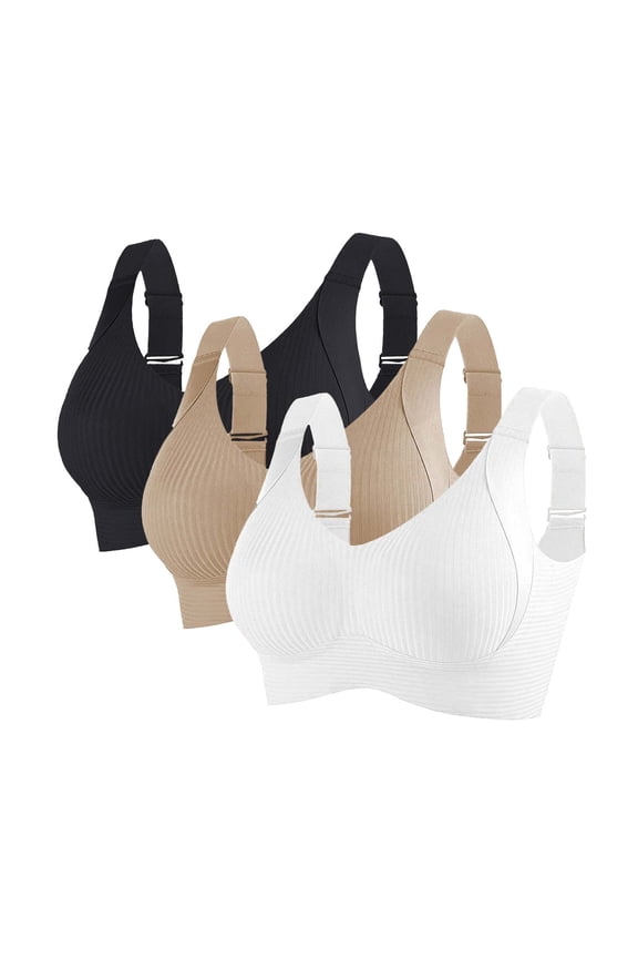 Comfortable Seamless Full Coverage Bra for Women Wireless Bras with Soft Support Regular and Plus Size Black ,M