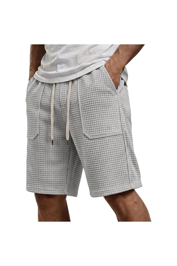 Corduroy Shorts Men Summer Baggy Vacation Surf Casual Big and Tall Drawstring Shorts Gray,S