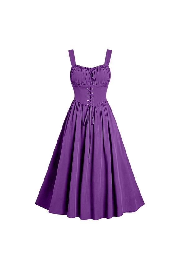 Corset Dress for Women Maxi Cocktail Renaissance Costume | Ideal for Ren Faire, Wedding, Party. Pockets, Boned Corset, Lacing, Slit Hem