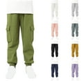 thumbnail image 1 of Hurxie Deals 2025 Boy's Cargo Pants Pocket Drawstring Waist Casual Jogger Pants Athletic Hiking Trousers Navy 8-9Y, 1 of 7