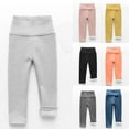 thumbnail image 1 of Hurxie 2025 Girl Fleece Sweatpants High Waisted Elastic Yoga Pants Fleece-Lined Leggings Solid Pants Pink 2-3T, 1 of 4