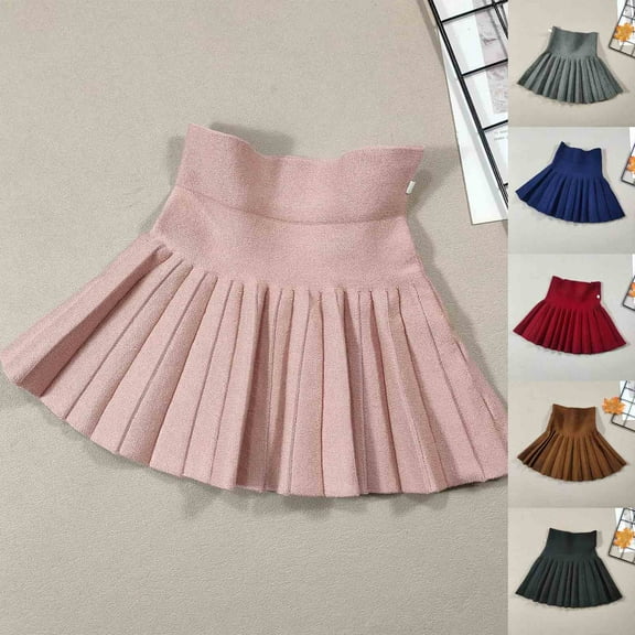 Hurxie 2025 Girl Pleated Skirts Little Kid Tennis Skirts Skorts Toddler Girl Skirts Black 4-5T