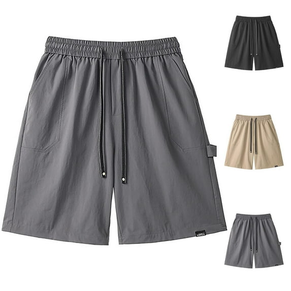 Hurxie Deals 2025 Gray Running Shorts Men Big Tall Athletic Sport Shorts (Men's M-5XL)