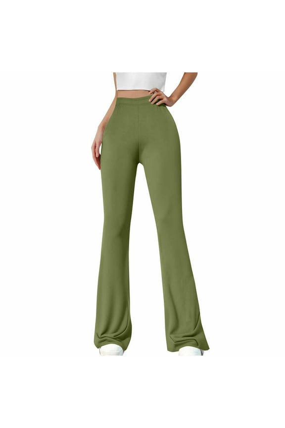 Hurxie 2025 Ladies Yoga Pants Bell Bottoms High Waist Flare Leggings Under $5 Army Green Army Green (Womens S-XXL)