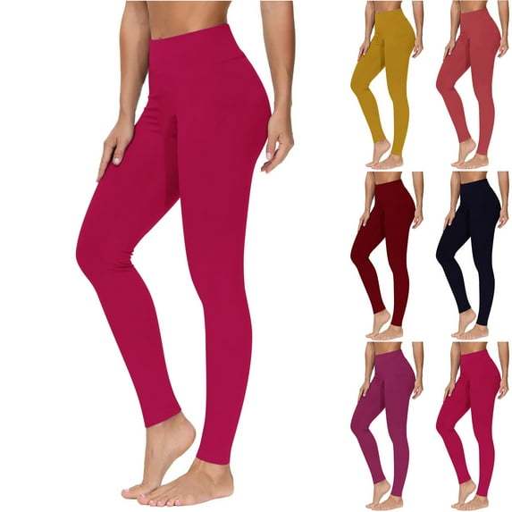 Hurxie 2025 Yoga Pants for Women High Waisted Tummy Control Women's Soft Yoga Workout Leggings Running Pants Hot Pink,XL