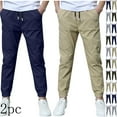 thumbnail image 1 of Hurxie Deals 2Pc Boys Cargo Pants Cotton Linen Drawstring Sweatpants Green,9 Year, 1 of 6