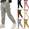 thumbnail image 1 of Hurxie Boys Baggy Cargos Casual Drawstring Joggers Tapered Pants Beige,5 Year, 1 of 7
