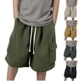 thumbnail image 1 of Hurxie Boys Cargo Shorts Drawstring Waistband Baggy Short Bottoms Athletic Solid Color Cropped Shorts M Khaki, 1 of 4
