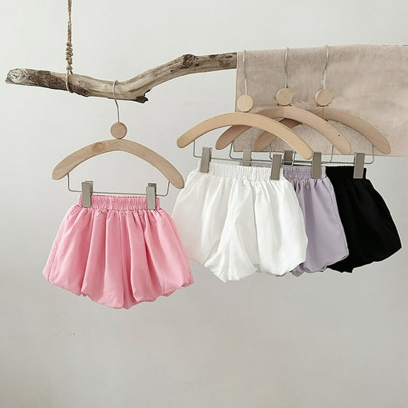 Hurxie Deals Girl Summer Lantern Shorts Elastic Waist Short Pants Puffy Casual Shorts Bottoms 110 Pink