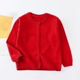thumbnail image 1 of Hurxie Girls Crewneck Lightweight Button-up Cardigan Cotton Knit Sweater Casual Cute Outerwear Red,5-6 Years, 1 of 6