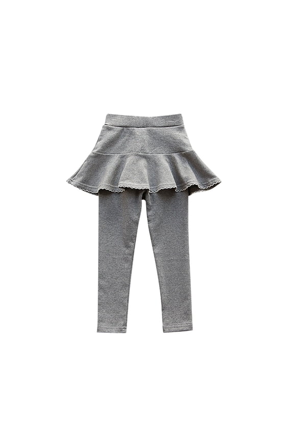 Hurxie Girls Leggings Pants for Girl School Uniform Tutu Kids Ruffle Skirt Pull On Clothes 2 Years