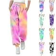 thumbnail image 1 of Hurxie Girls Tie Dye Sweatpants with Side Pockets for Summer Purple,5 Year, 1 of 7