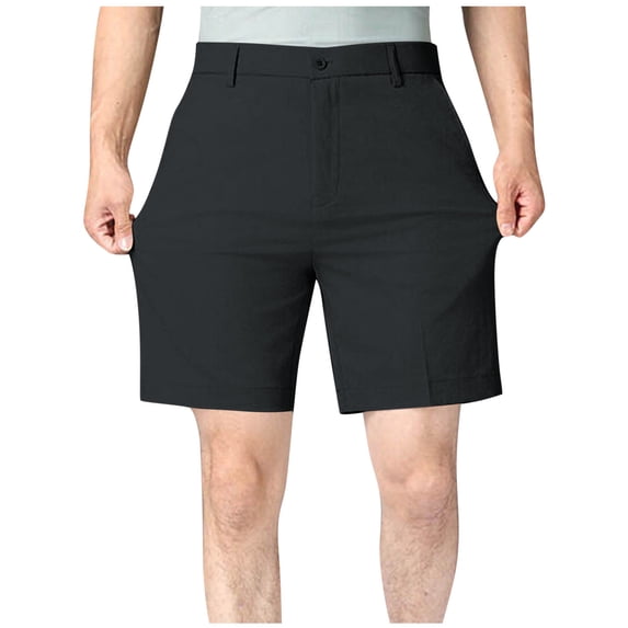 Hurxie Men's Golf Shorts Big and Tall Casual Dress Shorts Stretch Lightweight Summer Flat Front Shorts Black,XXXXXL
