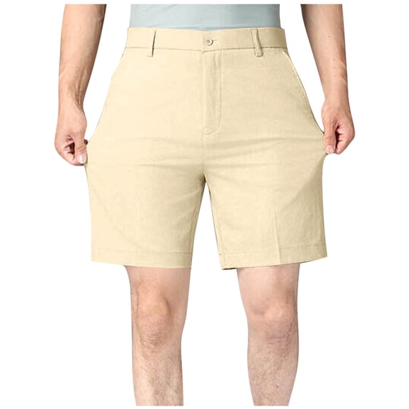 Hurxie Men's Golf Shorts Big and Tall Casual Dress Shorts Stretch Lightweight Summer Flat Front Shorts Khaki,XXXL