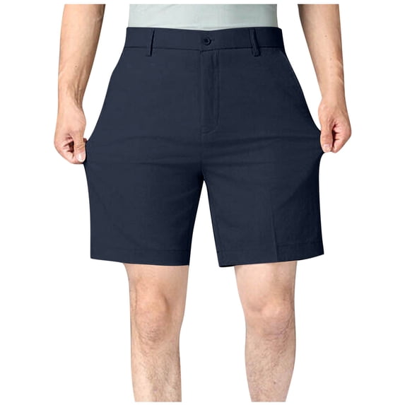 Hurxie Men's Golf Shorts Big and Tall Casual Dress Shorts Stretch Lightweight Summer Flat Front Shorts Navy,L