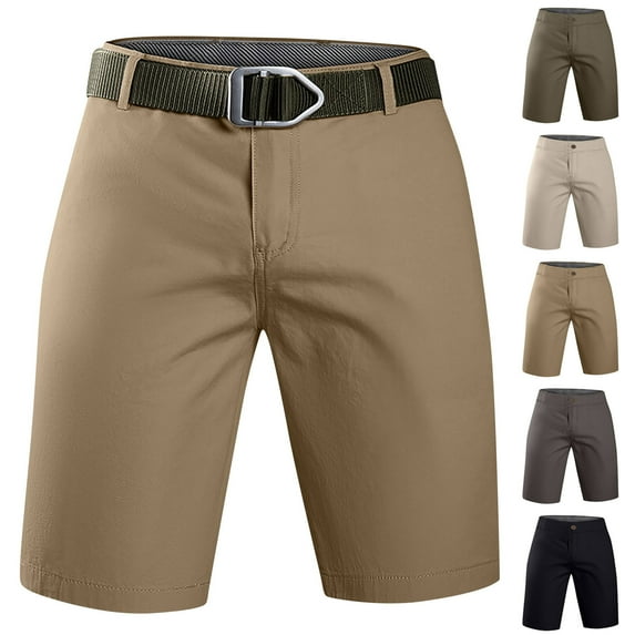 Hurxie Deals Men's Golf Shorts Lightweight Flat Front for Casual Work with Pockets Gray,34