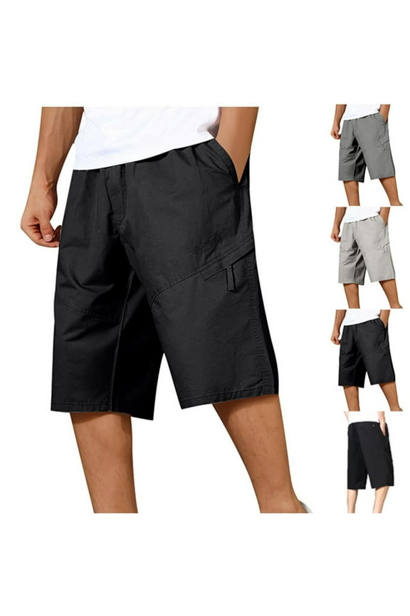 Hurxie Mens Cargo Shorts Big and Tall Bermuda Shorts Army Green Outdoor Work Baggy Beach Shorts L-5XL