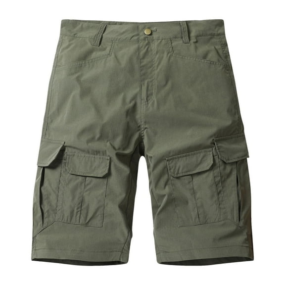 Hurxie Mens Cargo Shorts with Pockets Summer Flat Front Short Bottoms Army Green,XXL