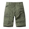 thumbnail image 1 of Hurxie Mens Cargo Shorts with Pockets Summer Flat Front Short Bottoms Army Green,XXXL, 1 of 8