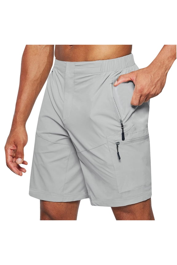 Hurxie Mens Cargo Shorts with Zipper Pockets 2025 Summer Basketball Shorts Lightweight Workout Athletic Short Pants Gray,M