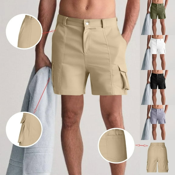 Hurxie Mens Casual Shorts Summer Elastic Waist Drawstring Shorts Lightweight Vacation Shorts Army Green,M