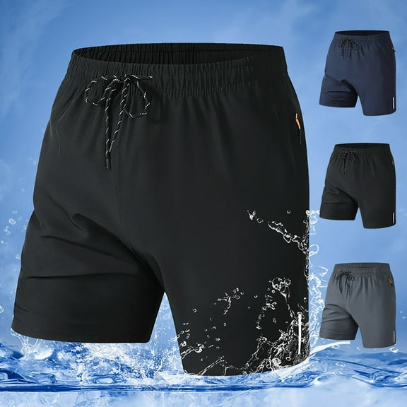 Hurxie Mens Grey Hiking Shorts White Shorts Men Running Mens Shorts with Pockets And Drawstrings S ( Men's )