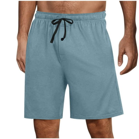 Hurxie Deals Mens Summer Shorts Elastic Waist Drawstring Athletic Shorts Above The Knee Sky Blue,M