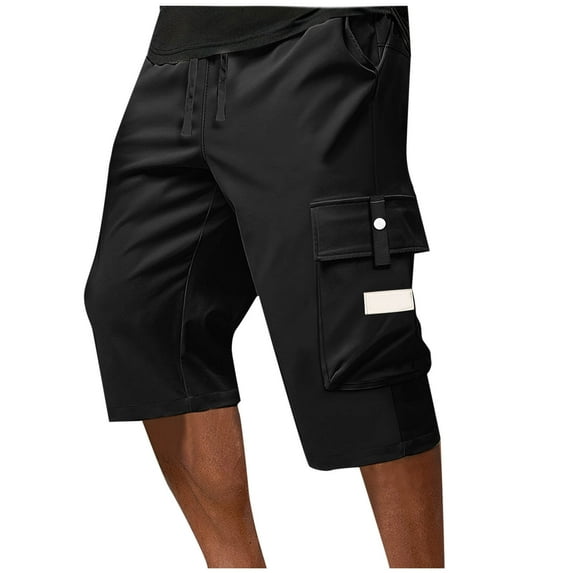 Hurxie Deals Nylon Cargo Shorts for Men Ripstop Quick Dry Shorts Below The Knee Black,XL