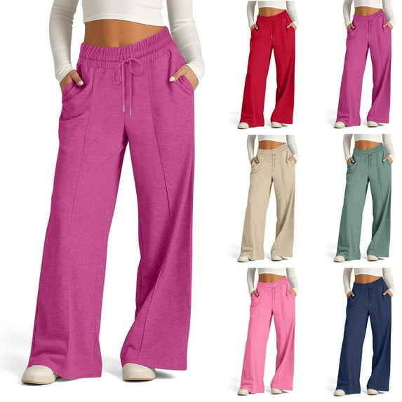 Hurxie Deals Sweatpants for Women with Pockets Hot Pink,XXL (Women's S-2XL)