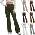 thumbnail image 1 of Hurxie Women Flare Leggings High Waist Crossover Yoga Pants Tummy Control Bootcut Bell Bottom Lounge Leggings Army Green L, 1 of 6