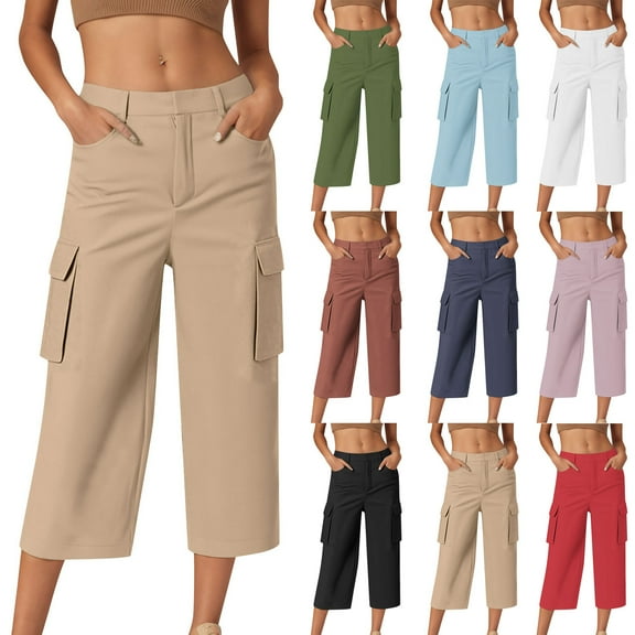 Hurxie Women's Sweatpants Capri Pants Cropped Jogger Running Pants Lounge Loose Fit Drawstring Waist with Side Pockets White,S