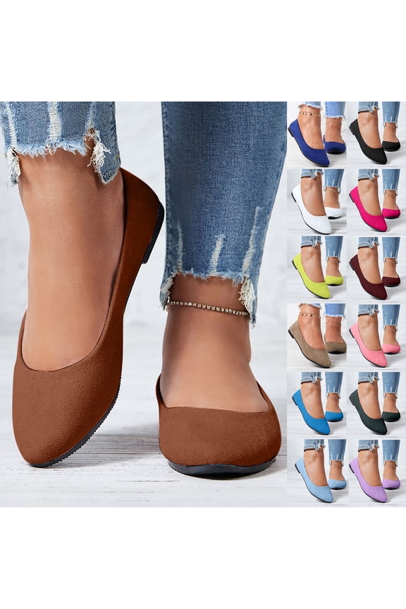 Flats for Women Round Toe Flat Shoes Dressy Ballet Flats Comfortable Womens Dress Shoes Ballerina Flats for Work Black 42