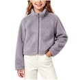thumbnail image 1 of Hurxie Fleece Jacket for Girls, Soft & Cozy Full-Zip Flannel Coat, Winter Warm Stand-Collar Outerwear 5-6 Years, 1 of 7