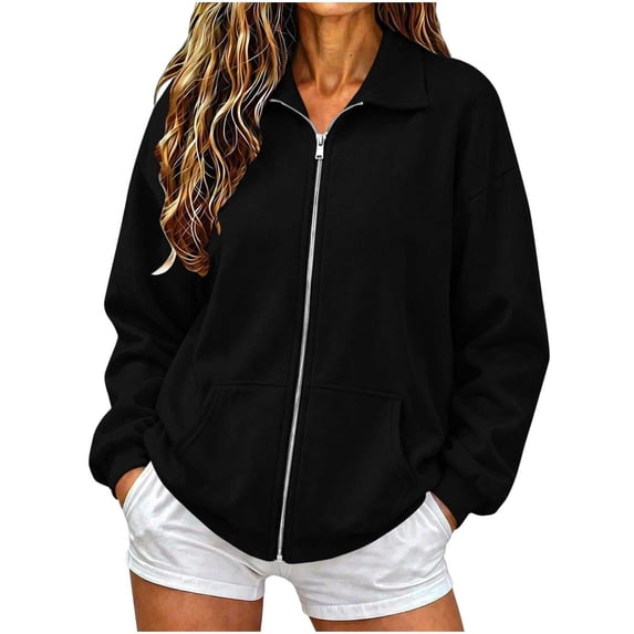 Hurxie Full Zip Up Hoodie Women Lightweight Soft Slim Fit Long Sleeve Hooded Tops Casual Sweatshirt with Pockets