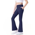 thumbnail image 1 of Hurxie Girl's Flare Leggings with Pockets High Waisted Bootcut Yoga Pants Kids Dance Bell Bottoms Leggings Navy,15-16 Years, 1 of 6