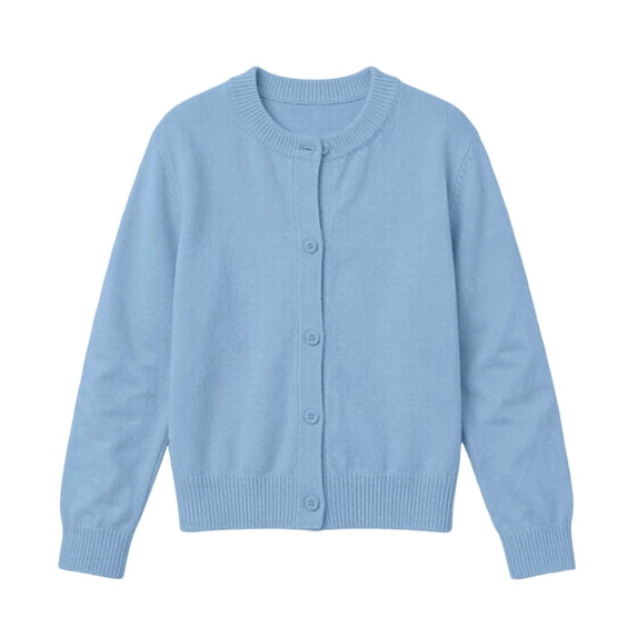 Hurxie Girls Button Down Cardigan Kids Long Sleeve Crewneck Uniform Knit Sweater 10-11Years