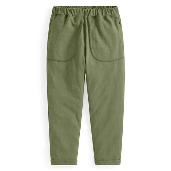 Hurxie Girls' Capri Pants with Pockets Wide Leg Capris Summer Kid Loose Straight Cropped Sweatpant Green,10-11 Years