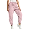 thumbnail image 1 of Hurxie Girls Cargo Pants Elastic Waist Wide Leg Jogger Pants Pockets Parachute Pants Y2K Trousers Pink,7-8Years, 1 of 7