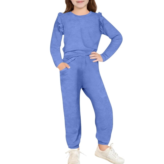 Hurxie Girls Clothes Sets Fashion Sweatsuit Outfits Blue,8 Years