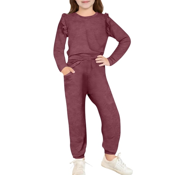 Hurxie Girls Clothes Sets Fashion Sweatsuit Outfits Wine,4 Years