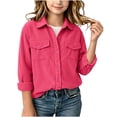 thumbnail image 1 of Hurxie Girls Corduroy Button Down Shirt Long Sleeve Spring Fall | for Layering, Lightweight Shacket-Style Look, Western-Inspired Details, Snap Buttons 6-7 Years, 1 of 7