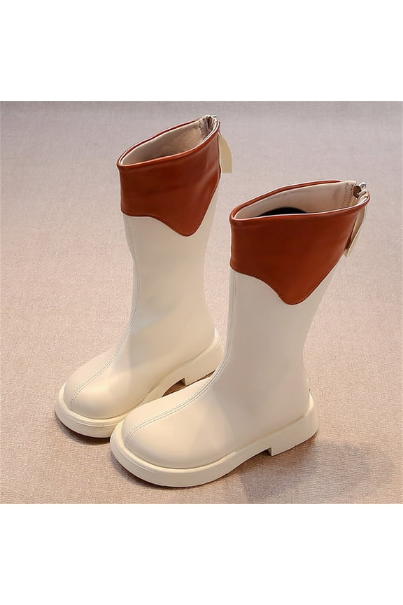 Girls Cowboy Cowgirl Boots Boys Kids Toddler Western Mid Calf Zipper Riding Boots for Little Kid Big Kid Beige 26