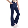 thumbnail image 1 of Hurxie Girls Flare Leggings Bell Bottoms Yoga Pants with Pockets High Waisted Bootcut Dance Pants Navy,14 Years, 1 of 7