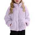 thumbnail image 1 of Hurxie Girls Fleece Jacket Sherpa Zip Up Outwear Fuzzy Fall Winter Coat with Pockets for Kids 8 Years, 1 of 7